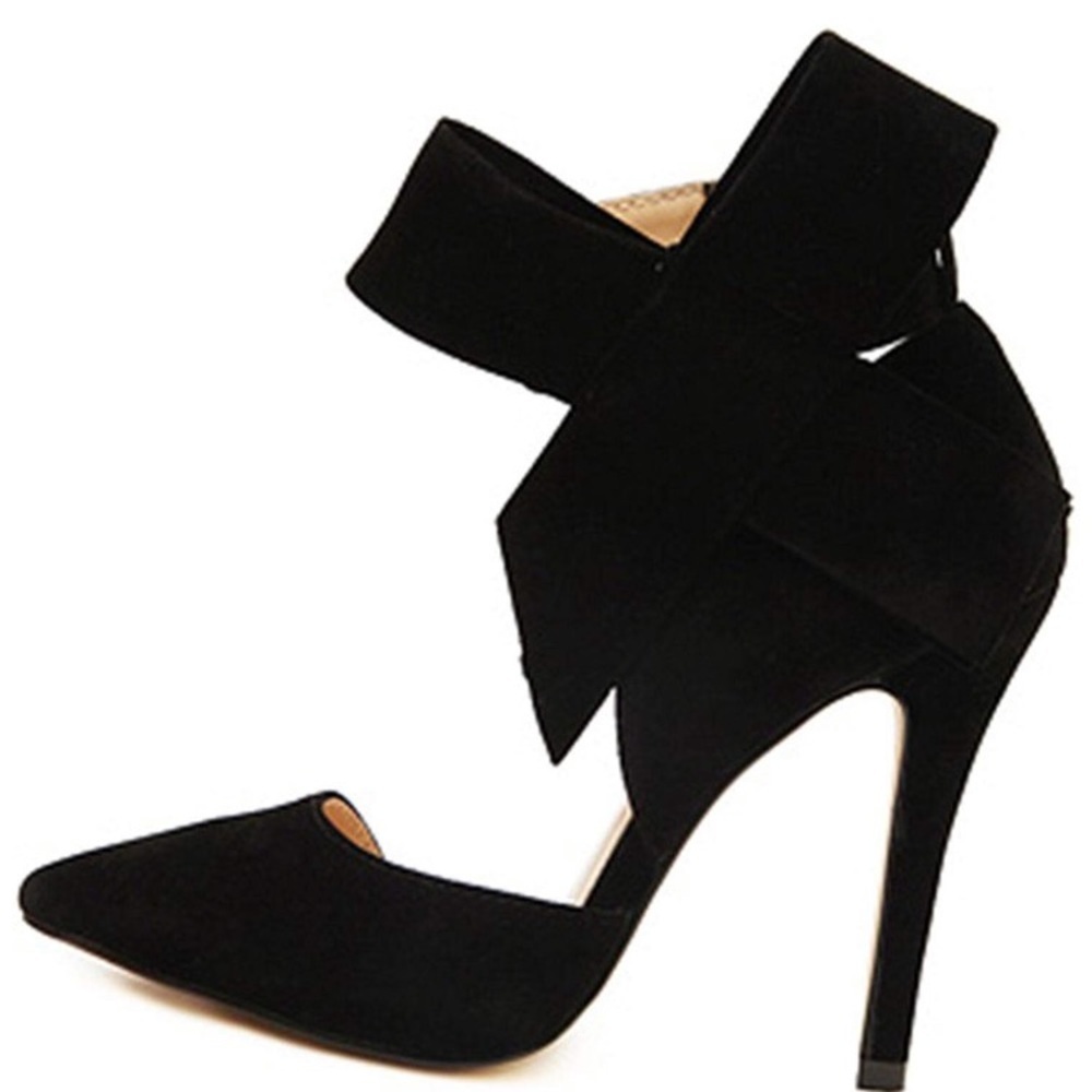 ✨BLACK SUEDE FOUR SEASONS BOW WOMANS SHOE *NWT*✨ - Picture 4 of 5